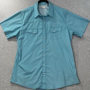 Wrangler Wrancher Mens Short Sleeve Western Pearl Snap diamond Shirt XLT